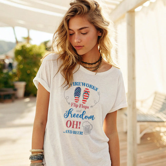 Fireworks, Flip Flops, Freedom and Beer - DTF Transfer