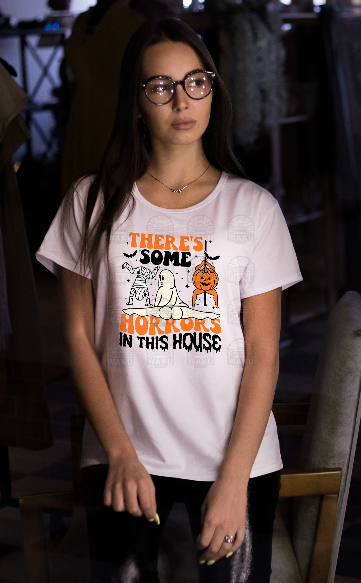 There Some Horrors In this House Halloween Ghost, Mummy, and Pumpkin  - DTF Transfer